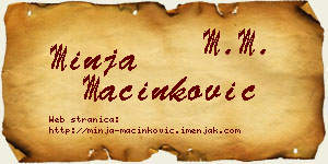Minja Mačinković vizit kartica